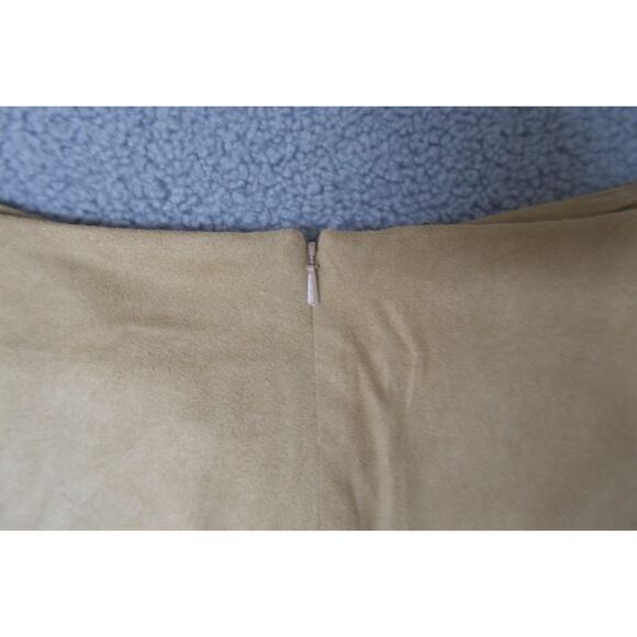 Halston Draped faux‎ wrap Skirt Suede tan camel size 6 midi Sylvia $395 - Picture 4 of 8